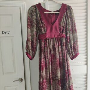 Max and Cleo Burgundy Flowered Dress - Size 4
